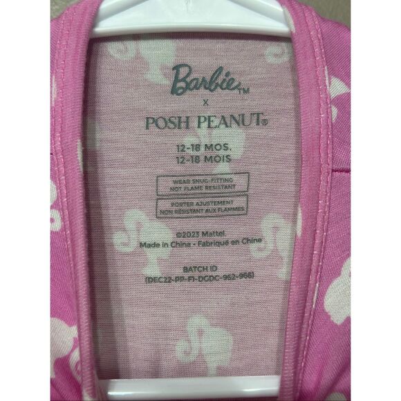 NWOT Posh Peanut x Barbie Collab Pink & White Ruffle Footsie Onesie Baby 12-18M - Picture 5 of 10